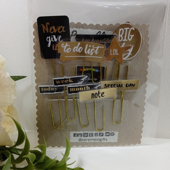 Sticker Paper Clips,  Quote Bookmark Paper Clips, Planner Accessory, Stationary - Picture 2 of 4